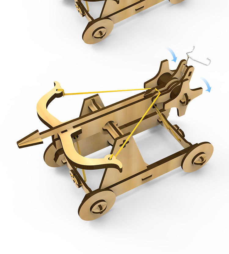 科技小制作投石机模型拼装小学科学发明教具手工diy玩具064弩车偏难