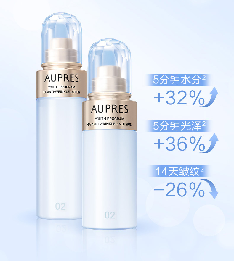 欧珀莱（AUPRES） 臻粹轻龄玻尿酸系列 礼物送女友送朋友 水润水乳滋润型 2件套