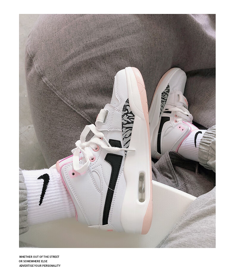 联名款aj女鞋高帮乔1空军一号女af1樱花粉马卡龙2021春季新款 粉色