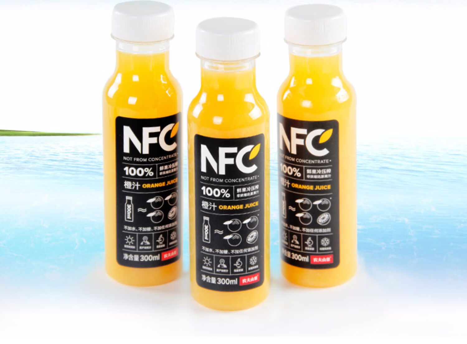 鲜榨果汁100%nfc橙汁芒果汁非浓缩冷压榨饮料300ml/瓶装 nfc苹果香蕉6