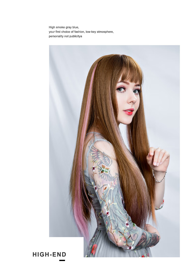 彩色挂耳烫假发片女长发挑染无痕一片式lisa同款接发条挂耳染发片新品