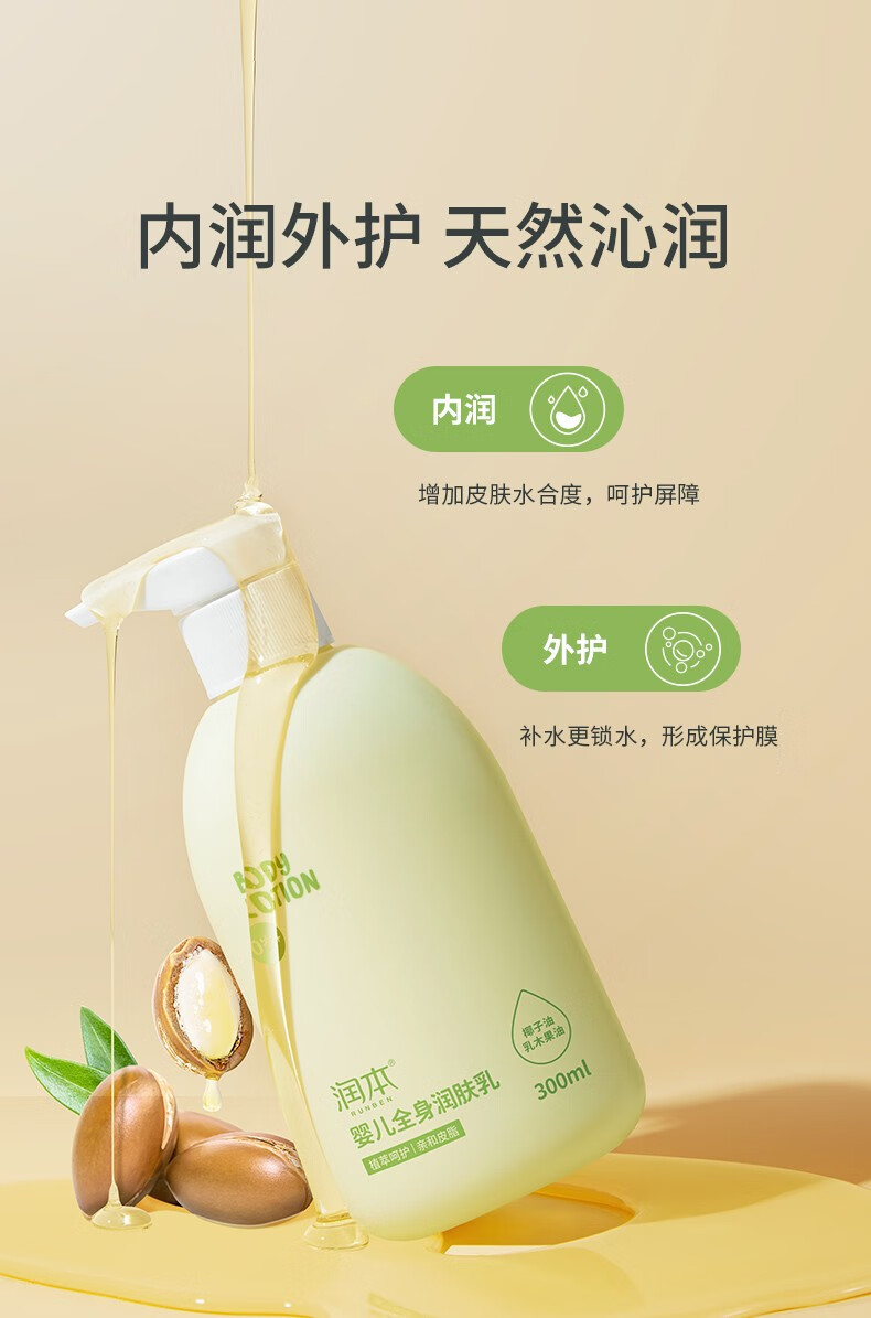 润本（RUNBEN）儿童身体乳保湿滋润补水婴儿专用全身润肤乳止痒干燥宝宝霜 【镇店爆款 新装升级】身体乳300ml