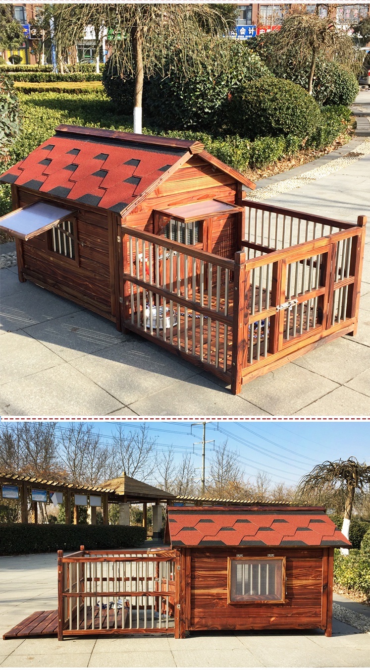 户外狗窝实木狗屋室外防水碳化狗房子宠物房中大型犬狗屋泰迪狗笼 5xl