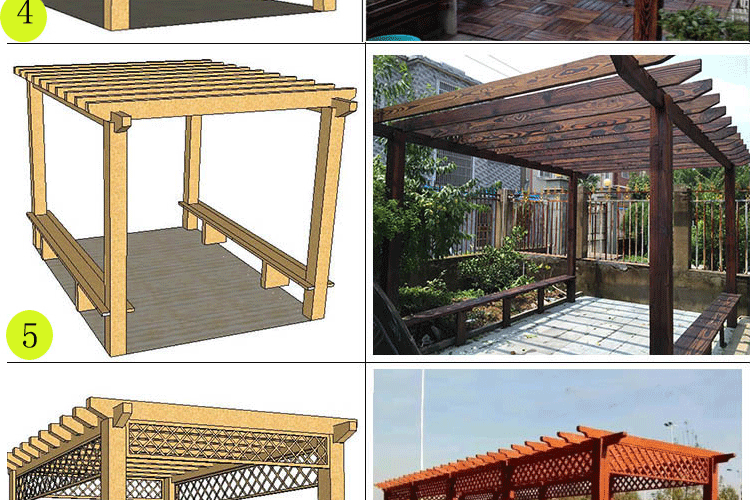 防腐木葡萄架庭院户外花架长廊碳化木葡萄架凉亭围栏地板简易架