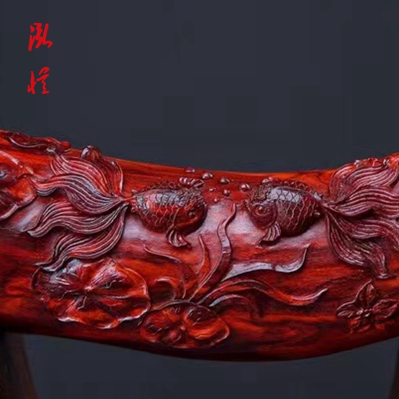 印度小叶紫檀金玉满堂横财纯手工雕刻红木工艺品木雕礼品收藏品一物一