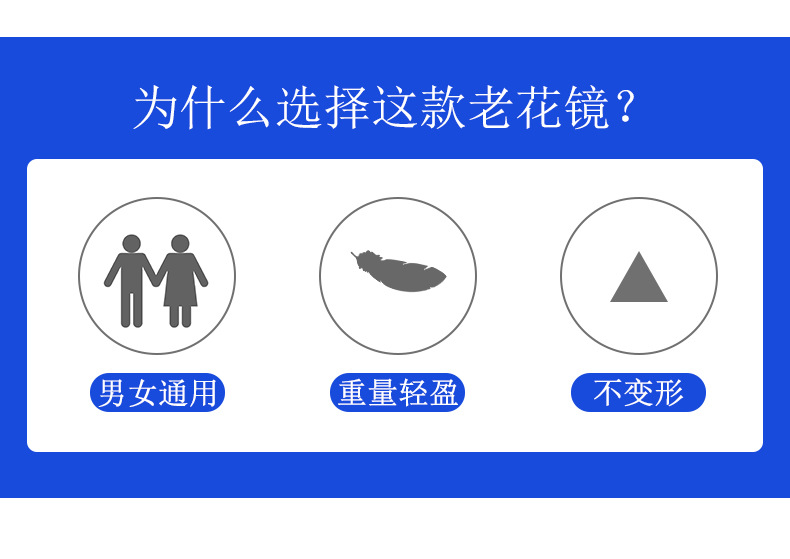 祥世恒吉新折叠防蓝光老花镜带皮套男女老年人眼镜老光镜黑色框赠眼镜