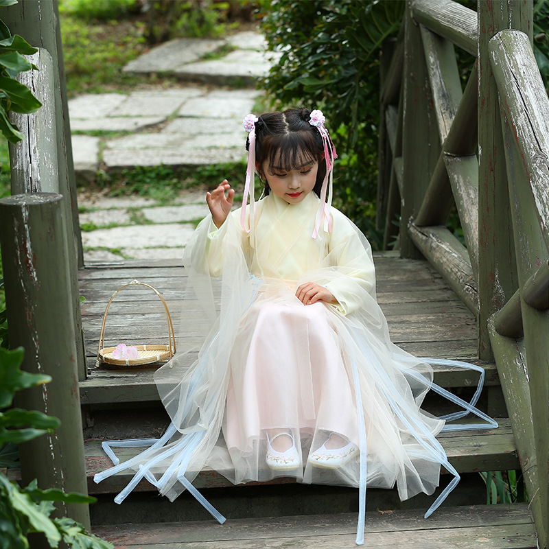 儿童古装汉服女童仙女裙公主表演服装古代小女孩唐装舞蹈服儿童女
