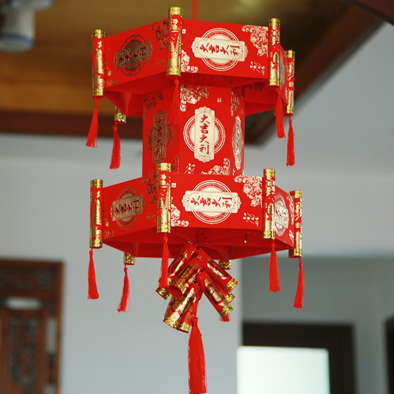 2022虎年八角红灯笼红包灯笼制作材料包手工diy做八角灯笼的2022创意