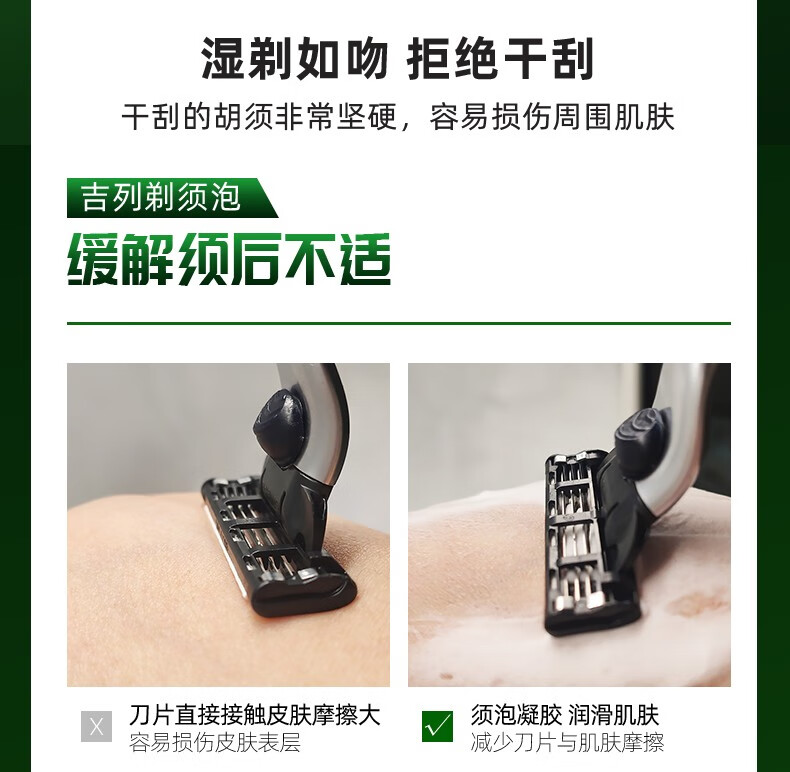 吉列（Gillette）剃须泡沫清新柠檬型男士顺滑剃须手动刮胡刀蓝罐 柠檬型蓝罐210克（两瓶装）