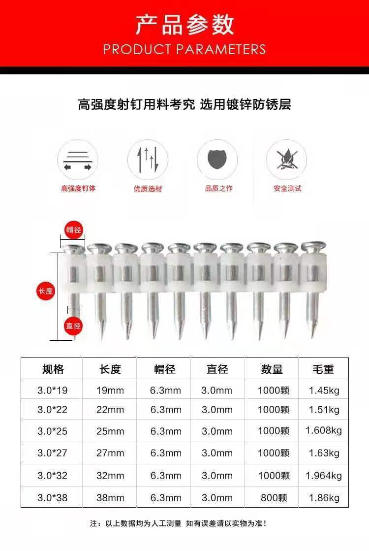 批发连发瓦斯射钉瓦斯钉竖排钉水泥钢钉门窗安装射钉器瓦斯枪射钉 3.