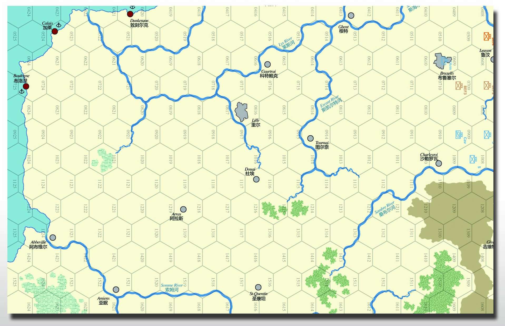 桌游 入门 战棋 兵棋 坦克军团 敦刻尔克 闪击法国 ·游戏地图×1(厚