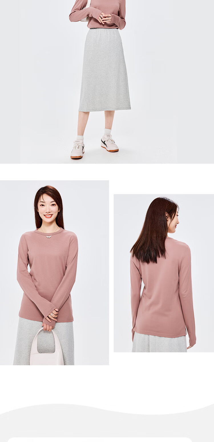 Женская футболка Giordano с длинным рукавом, 100% хлопок, гладкая, с круглым вырезом, артикул 05322805, размер L, цвет 25 Bedford Red