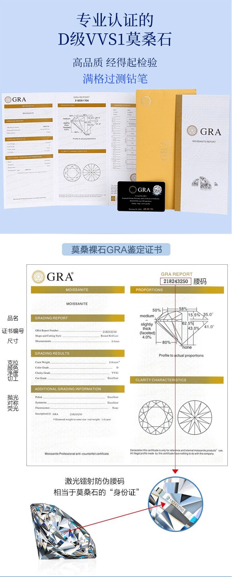 妙灵阁 莫桑石钻戒1克拉pt950铂金戒指男女订婚结婚白金情侣对戒古法