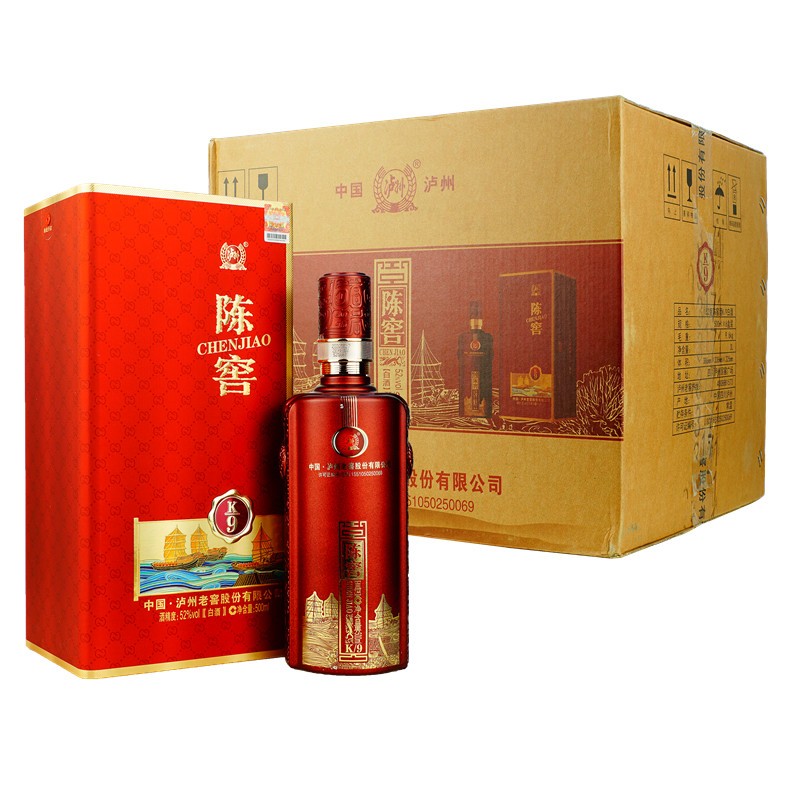 泸州老窖出品52度泸州陈窖k9喜宴婚宴用酒500ml6瓶整箱配三个袋
