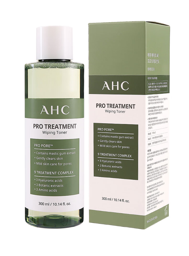 AHC爽肤水男大绿水大瓶湿敷水女补水闭口粉刺痘痘缩毛孔深度清爽控油 300ml（一瓶）