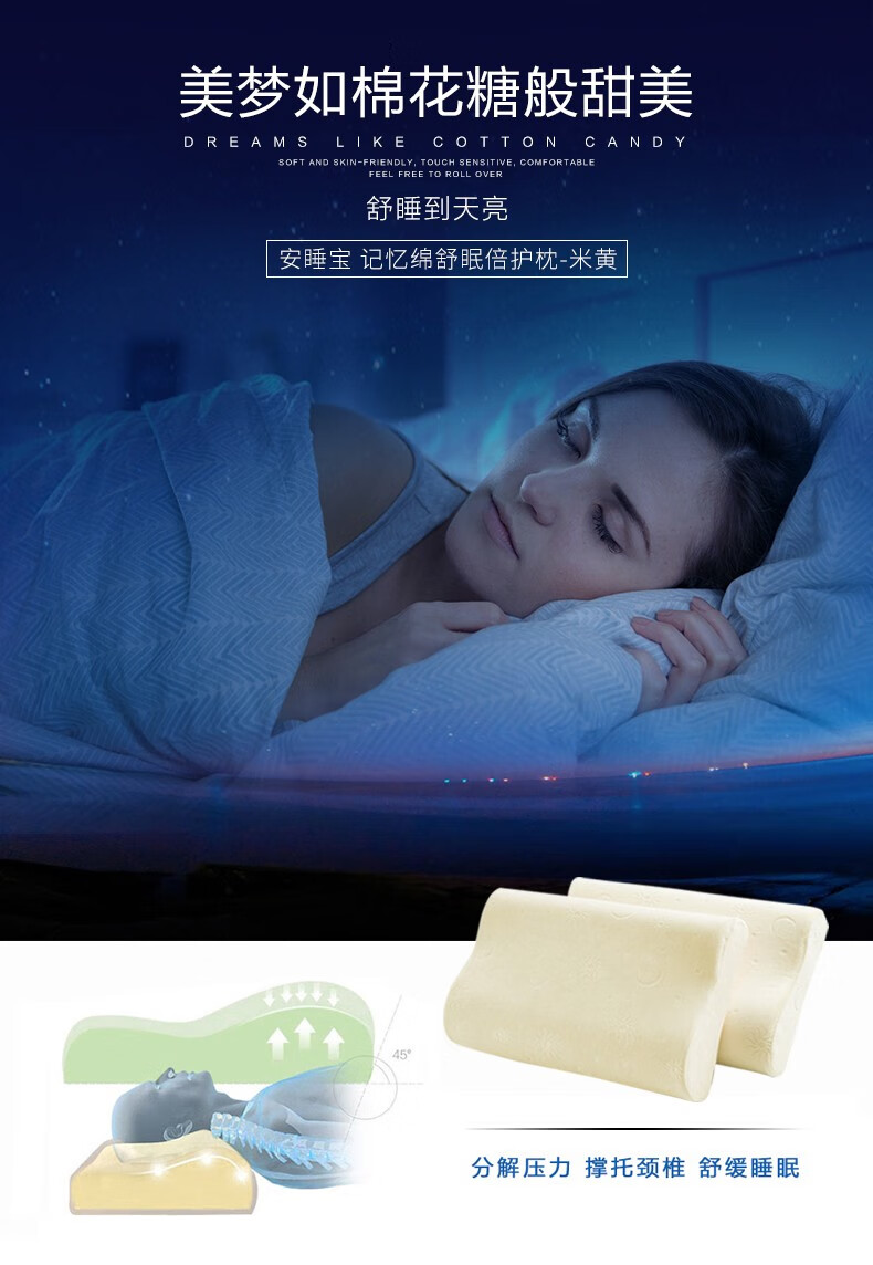 安睡宝（SOMERELLE）记忆枕睡波波记忆绵枕枕芯透气 表白针织记忆枕 一对装