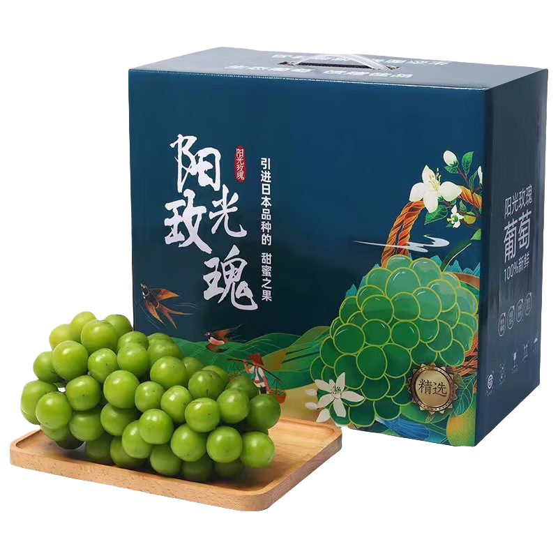 阳光玫瑰葡萄晴王无籽香印青提子单果重约8g 当季新鲜水果礼盒装 3斤精品果 单粒8-10g  (净重2.7-3斤) 现摘阳光玫瑰坏果包赔