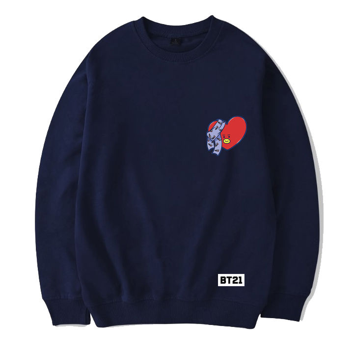 韩版bt21防弹少年周边圆领卫衣卡通q版cookychimmy同款套头上衣粉红色