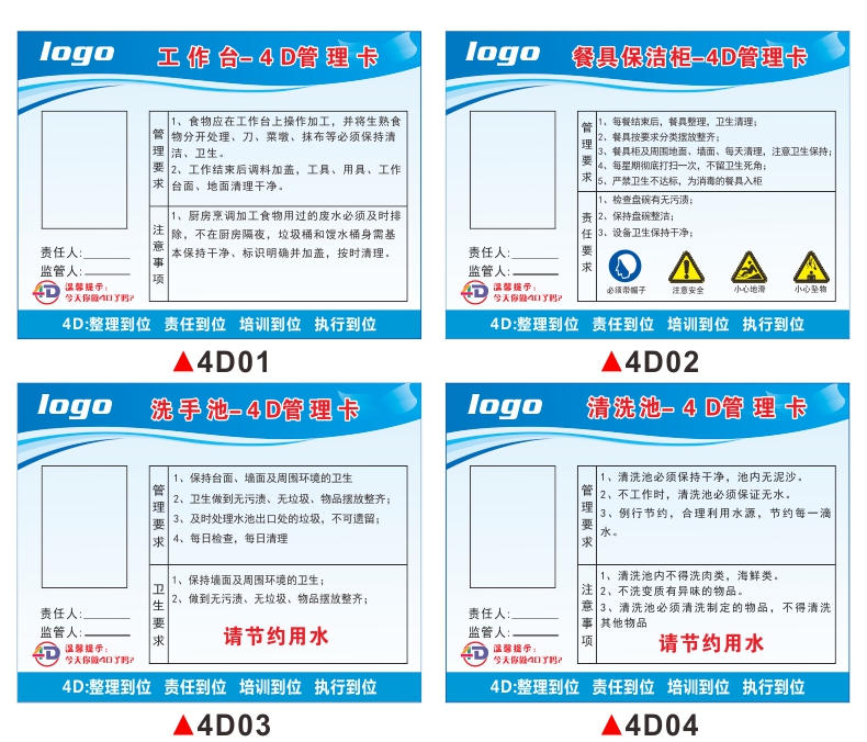 餐厅厨房4d管理卡标识牌提示牌学校幼儿园厨房标示牌餐厅酒店饭店五常