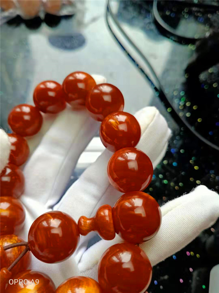 新款京选精品60mzs木芝森jd高级商场专柜特价北沉香琥珀木男女手串