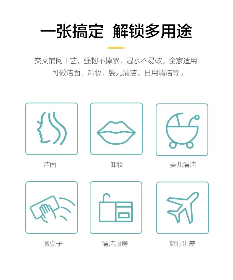 一次性抽取式加厚棉柔巾湿敷干湿两用洗脸巾 1包（70抽）