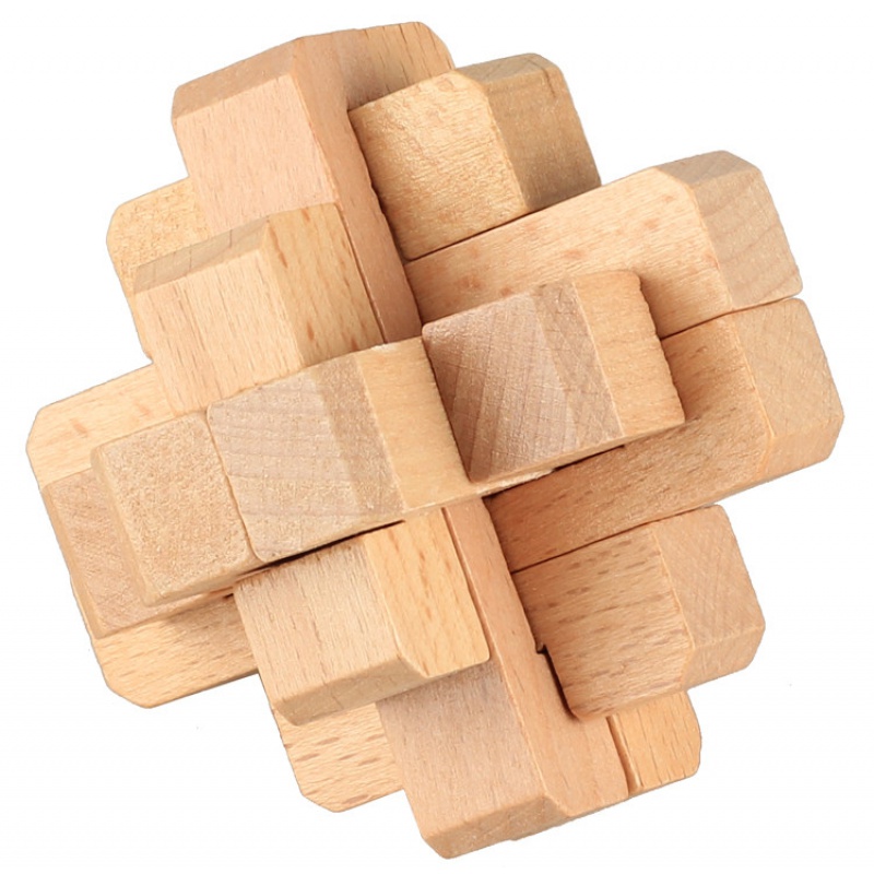 神龙摆尾魔方孔明锁鲁班锁学生木制智力六根玩具休闲15通榉木六片拼装