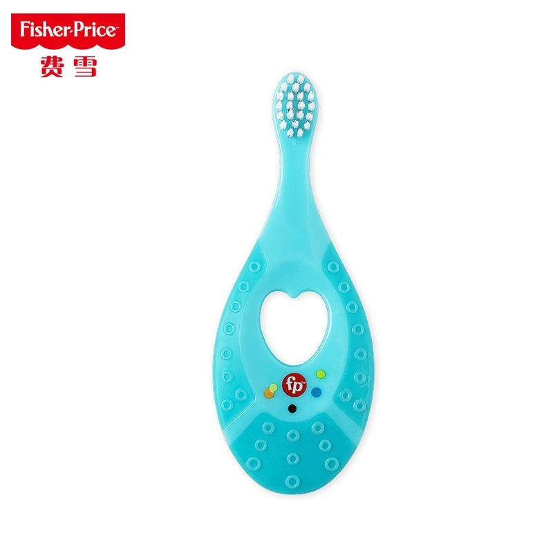 Fisher Fisher Price baby toothbrush children's toothbrush baby soft hair toothbrush oral cleaning small brush head 1-2-3 years old gum protection deciduous toothbrush blue