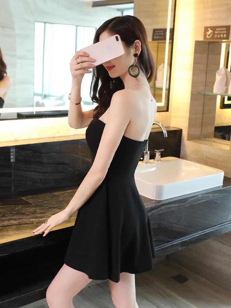 夜场性感修身a字遮肚抹胸连衣裙 夜店女装酒吧深v裹胸女短裙 露胸