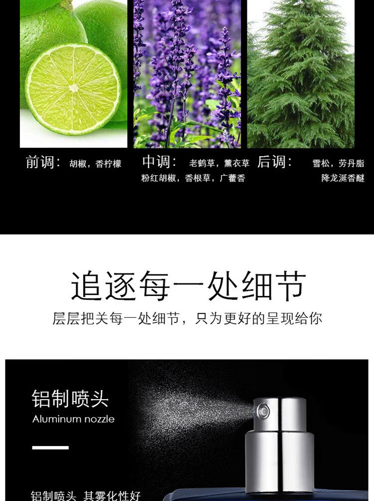 芊薇草 蔚蓝男士香水  持久留香  淡香清新自然男人味 绅士黑色55ML 55