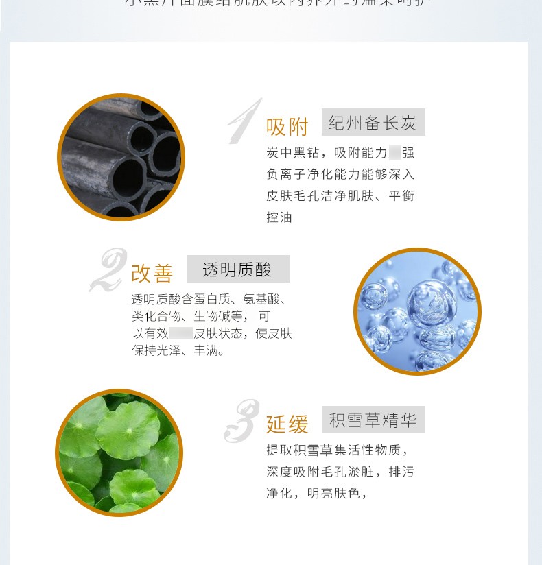 玛莎妮娜 面膜多肽水润修护保湿补水蚕丝面膜敏感肌男女通黑膜备长炭控油 玛莎妮娜黑3盒