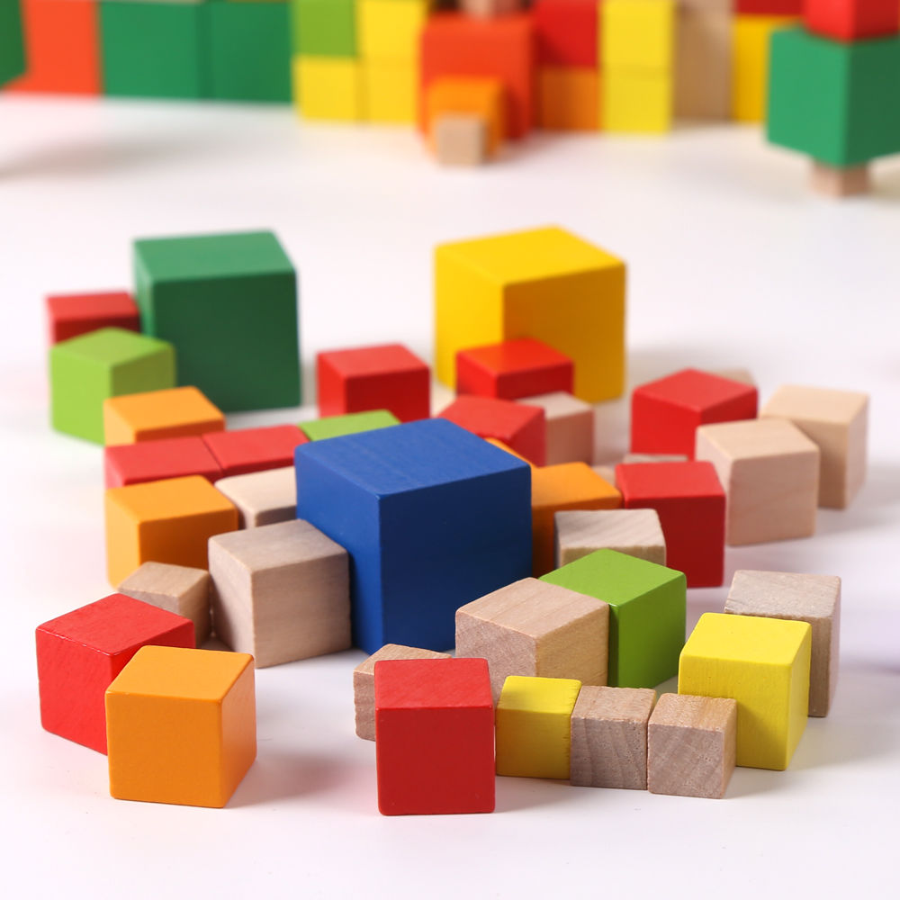 正方形积木立方体数学教具木制小方块拼搭积木幼儿园儿童益智玩具