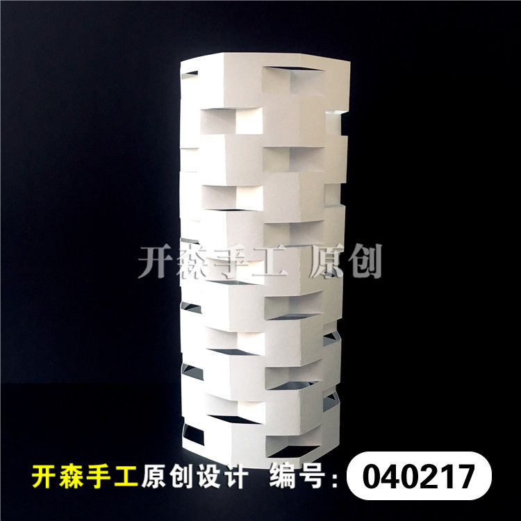 新品 卡纸柱体立体构成作品 长方体浮雕镂空纸雕 成品作业比赛 13