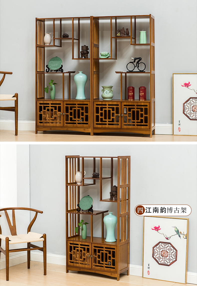 茶柜茶室茶柜博古架茶具茶架展示架新中式茶饼茶叶收纳柜子028江南韵