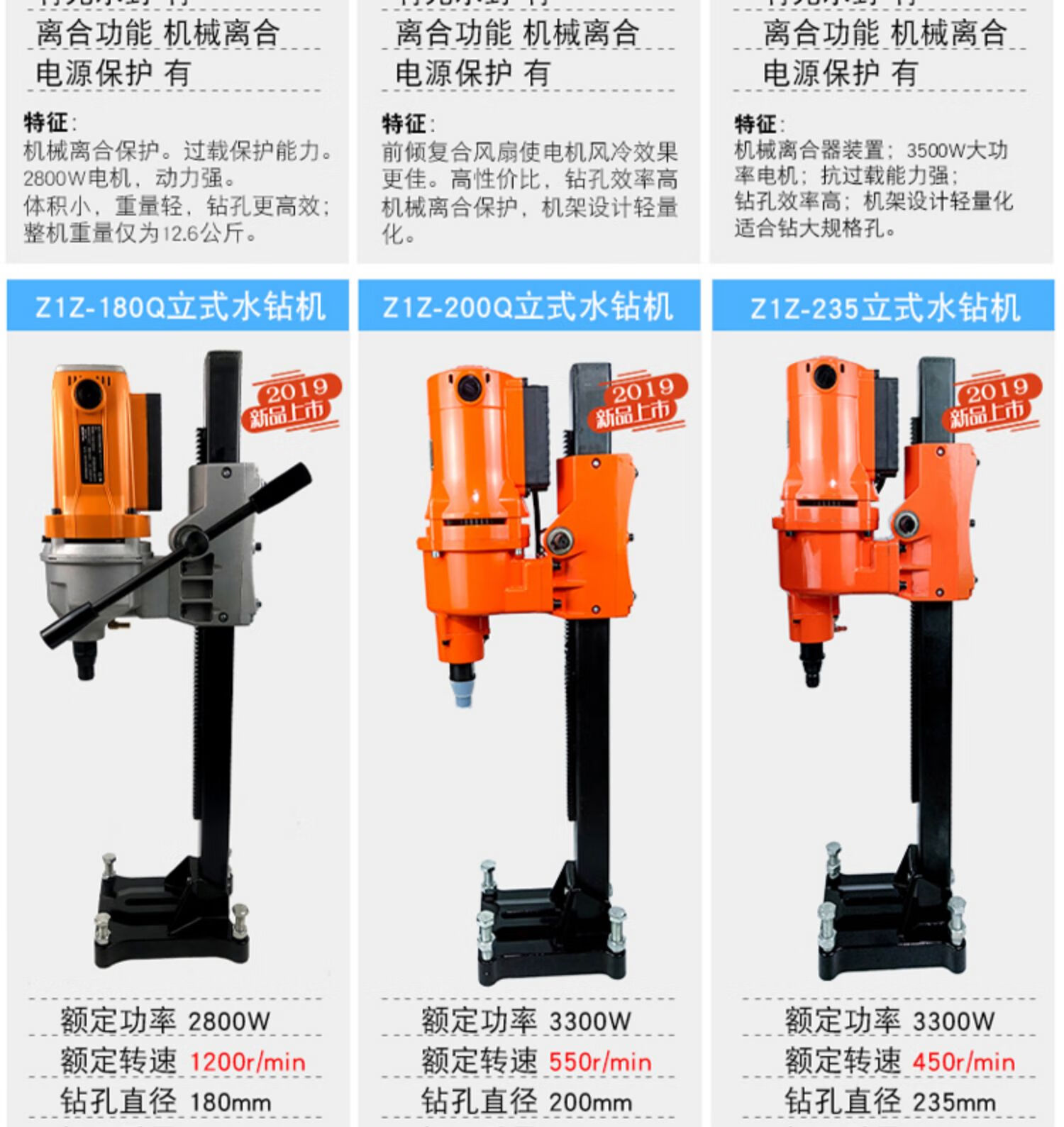 手持式水钻机两用无水封大功率墙壁开孔器200工程打孔机台式定制量大