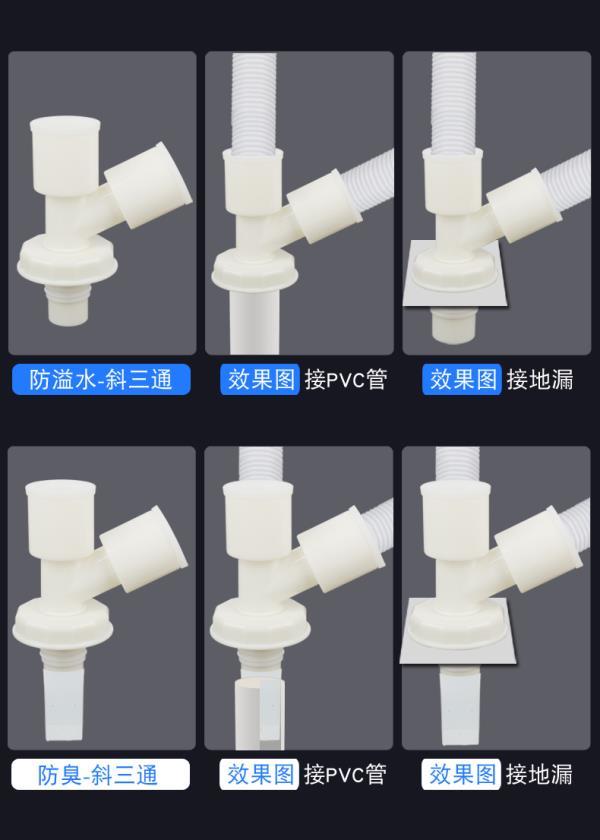 洗衣机下水道三通pvc排水管口地漏专用接头三头y型双分叉防臭溢水