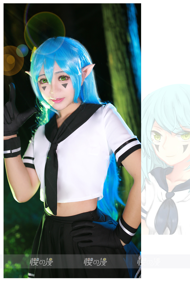 凹凸世界cos服cosplay服安莉洁cos服冰柠檬妹水手服jk制服 鞋子 m