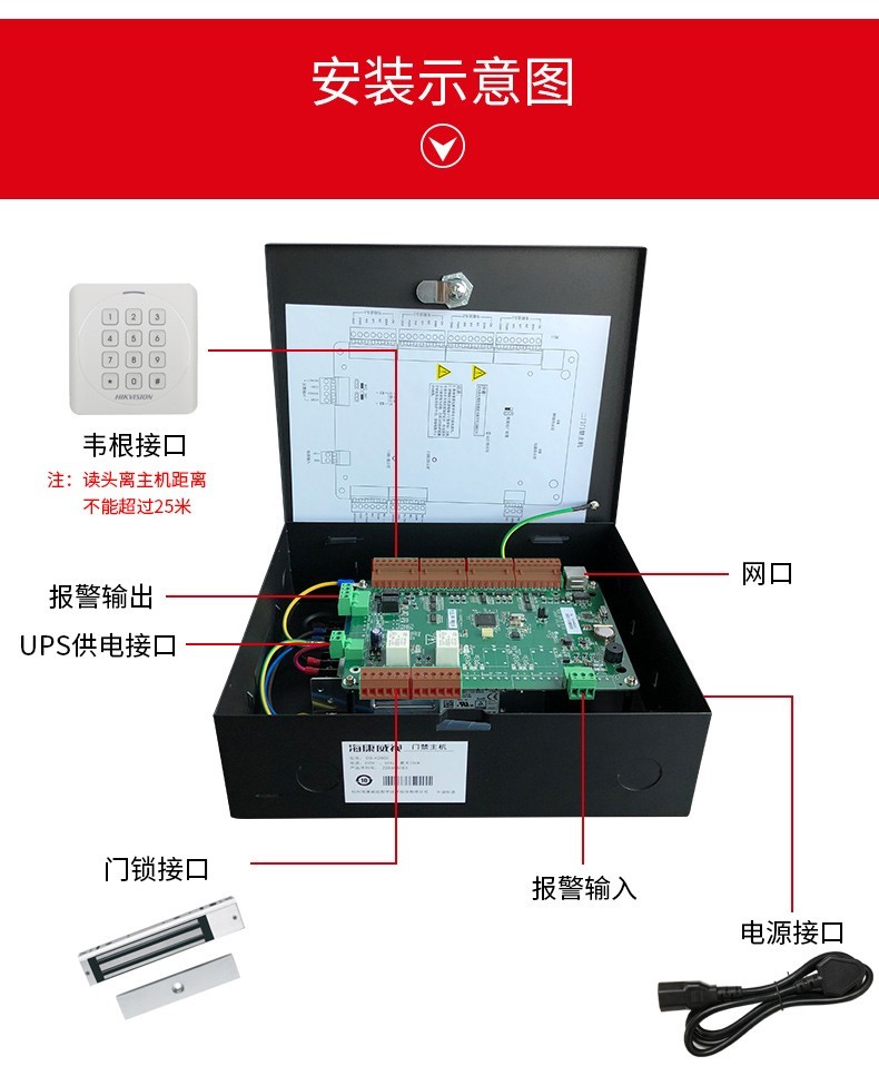 【企业采购】海康威视(hikvision)联网版门禁主机 双门控制器 ds-k2