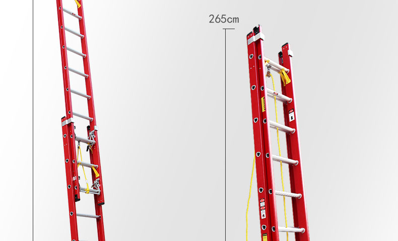 得骊嘉供电消防伸缩加厚升降梯爬梯电力纤维绝缘玻璃钢直梯登高梯子