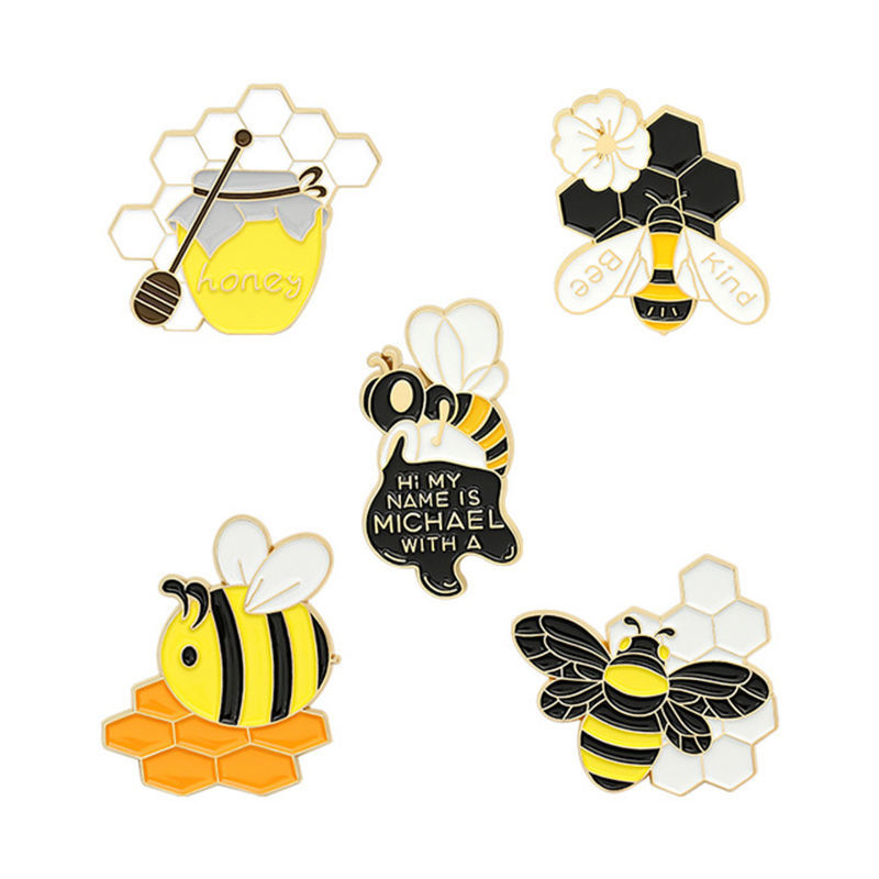卡通胸针勤劳的小蜜蜂分工采蜜快乐生活 卡通可爱小蜜蜂滴油胸针饰品