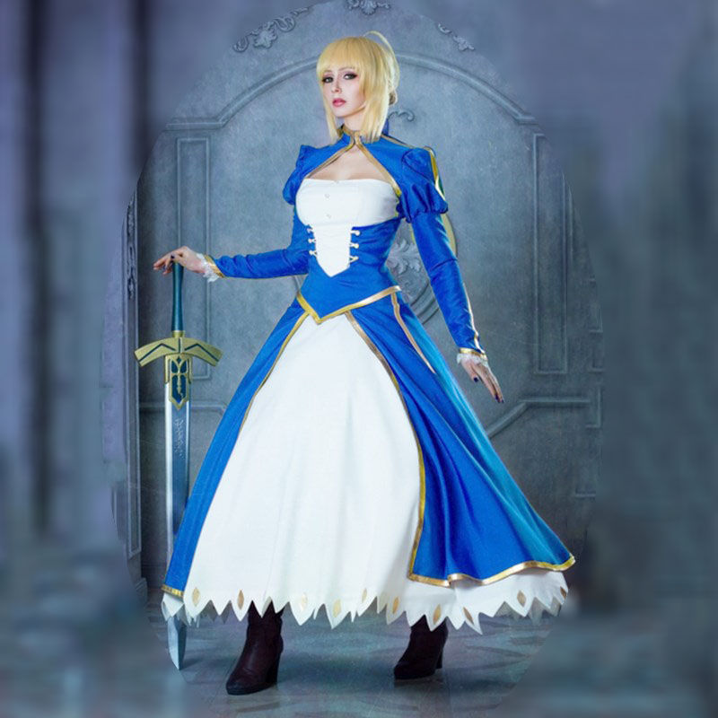 cosplay服装/ fate/stay night saber 命运之夜 实物拍摄 衣服 l