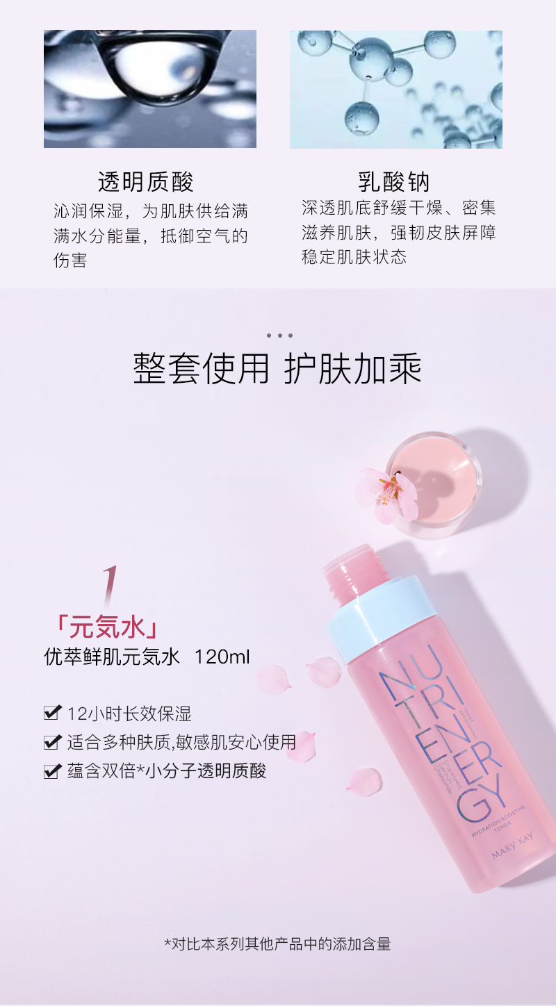玫琳凯（MARY KAY）护肤品专柜旗舰优萃鲜肌元気护肤系列套装保湿保湿官方官网 元気水