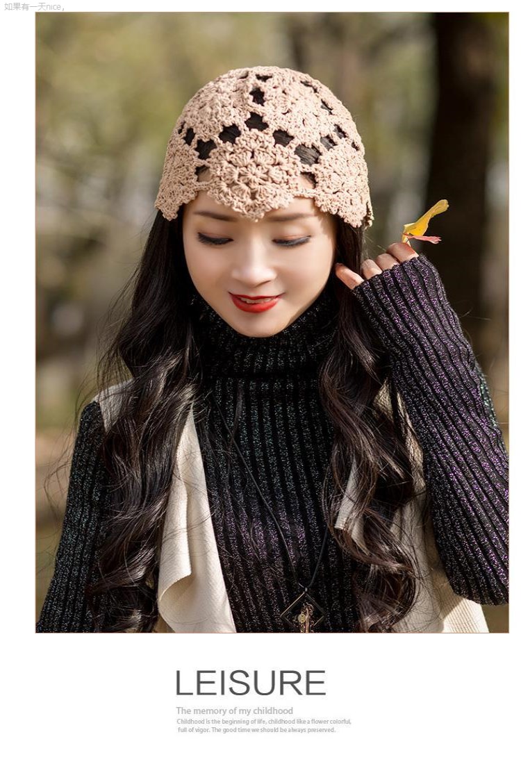 南极人 包头帽子 新品潮牌遮白发帽子女夏季薄款韩版潮夏款镂空蕾丝