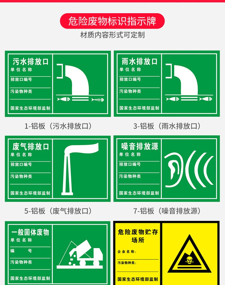【当季精选】危险废物贮存场所标识牌环保污水废气废水噪声排放标志牌
