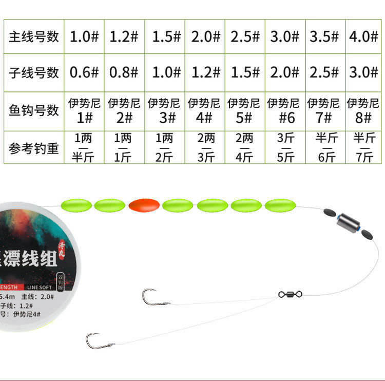 七星漂线组成品套装鱼线主线钓鱼线绑好单双钩鲫鱼钩高灵敏浮漂豆古仕