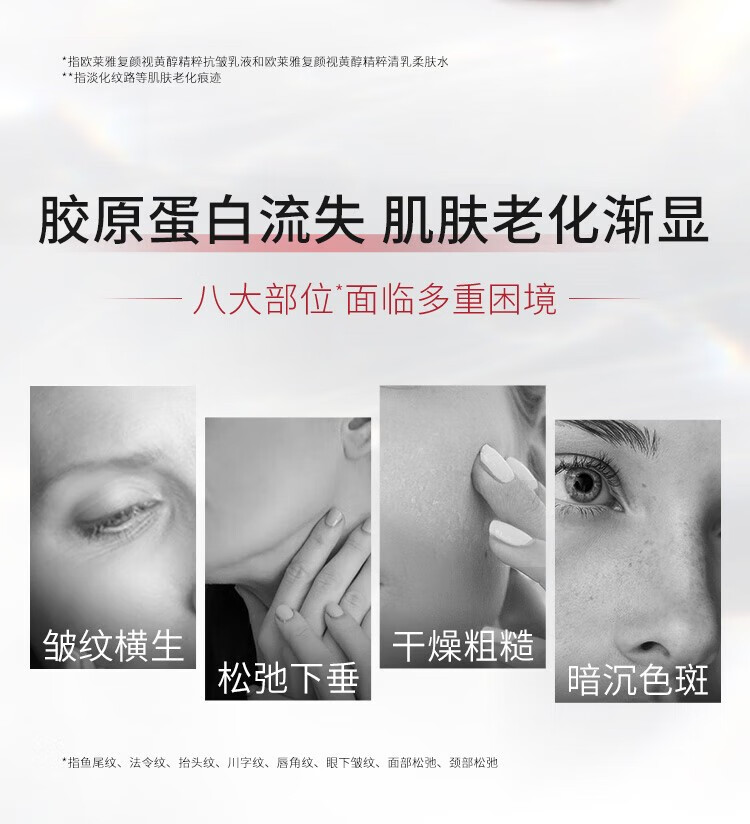 欧莱雅复颜视黄醇精粹抗皱乳液清乳柔肤水 水乳套装 抗皱淡纹 补水保湿 柔肤水65ml+乳液50ml