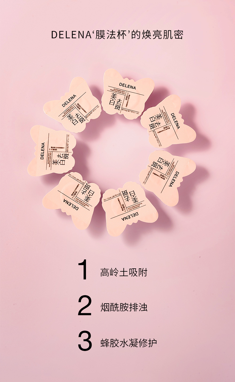 （DELENA）蝶莲娜祛斑美白面膜泥补水淡化斑点男女涂抹式吸附污垢面膜舒缓控油泥 促销优惠装（4盒
