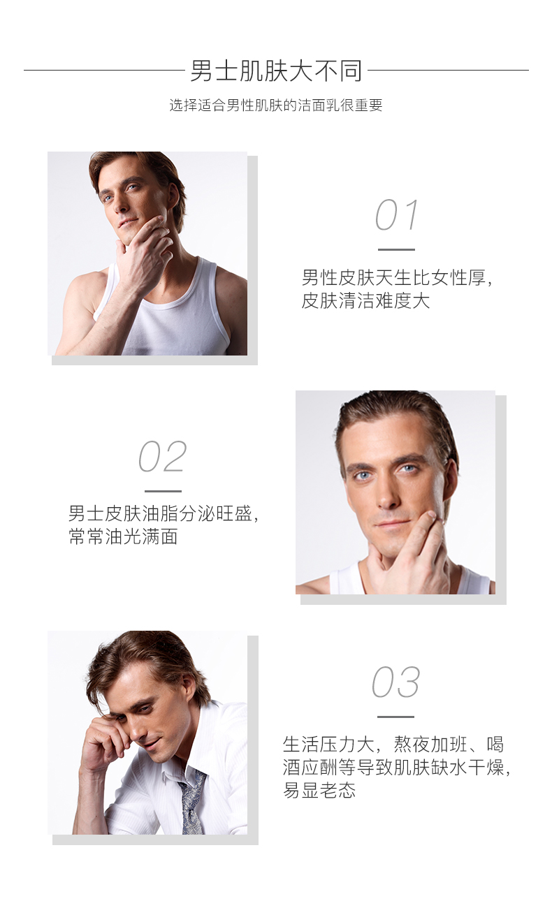 梵贞 男士洗面奶补水保湿控油去角质淡化黑头洁面乳深层清洁去油粉刺 男士劲肤控油洁面乳168g