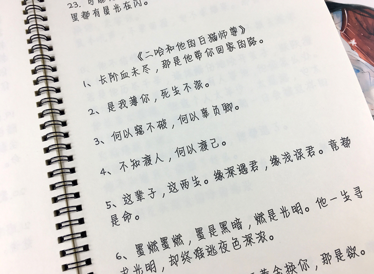 二哈和他的白猫师尊周边撒野伪装学渣等小说经典语录钢笔临摹练字帖