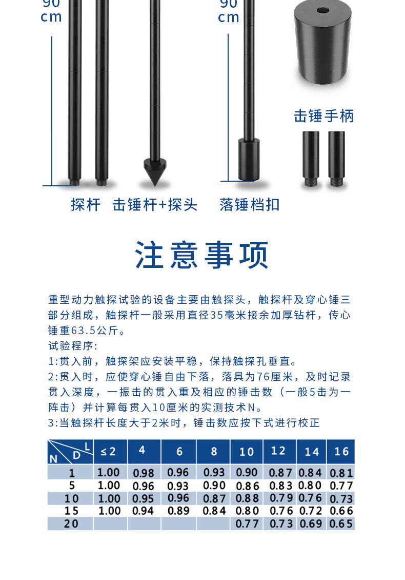 都格轻型动力触探仪手动10kg地基承载力检测仪重型荷兰钎探仪探杆635k