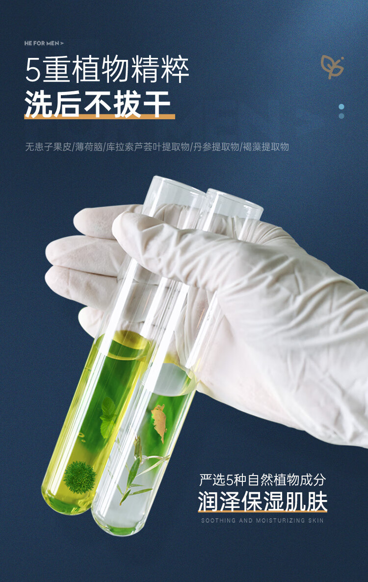 赫恩（H&E）男士美白洗面奶护肤品化妆品冰海泥清洁套装 200g